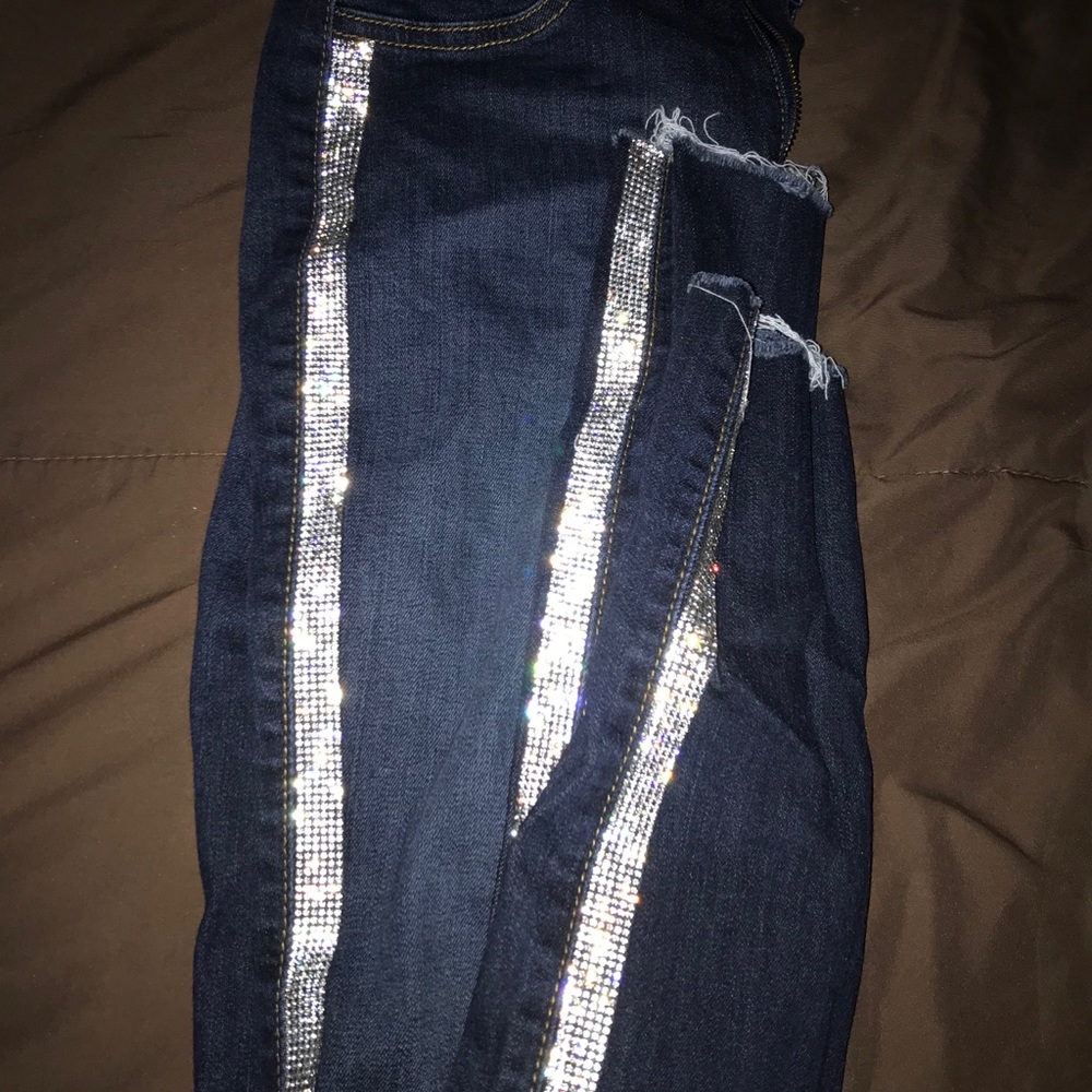 Denim skinnies with Diamond strips
